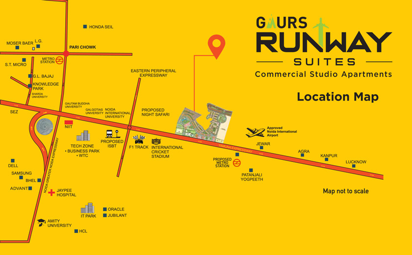Gaur Runway Suites Location Map